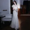 Party Dresses Luxury Glitter Mermaid Dress Women Banket Evening French Style White Sequin Slim Fishtail Wedding Ball Gown