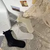 Frauen Socken Spitze Lolita Transparent Mesh Crew süße gekräuselte Bogenknoten Süßes Liebesmuster Sommer Ultradüner Knöchel