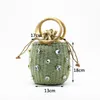 2023 Handmade Crystal Embellished Straw Bag Bucket Bags Lady Travel Purses Handbags sac en paille femme 240509