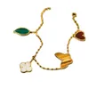 Modeschmuck Designer Armbänder gegen Gold High Edition vier Blattgrasarmband 18 K Gold Love Schmetterlingsblumarmband Natural Jade Medaille Fritillaria Armband