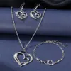 Örhängen halsband utsökt dubbel hjärta halsband örhängen smycken set charmiga kvinnor smycken mode brudtillbehör set romantiska gåvor xw