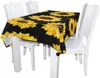 Table Cloth Yellow Blooming Sunflowers Black Polyester Modern Printed Stain Wrinkle Resistant Durable Cover Dining Room