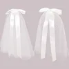 Bijoux de cheveux de mariage Nouveau voile nuptial avec pince à cheveux mignon arc blanc blanc ivoire veille de mariage pour la mariée bijoux bijoux de mariage accessoires de mariage