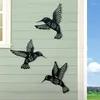 Dekoracyjne figurki 3PCS Metal Hummingbird Wall Art Decor Decor Puste Iron Black Bird Statue Ornament