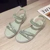 Frauen Kristall Sandalen Strauchsteine Damen Flip Flop schmal flach 2024 Sommer Mode Blingschuhe weibliche Fußwears und Saa Schuhe