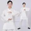 Roupas étnicas 2024 chinês tai chi wushu uniforme linho algodão mai