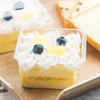 Tasses jetables Paies 50pcs Creative Square Small Cake Packaging Boîte pâtissier Clear Plastic Boxes Party Ice Cream Pudding Jelly Dessert avec