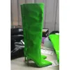 Boots Women's Autumn Pointed Ultra-high Heel Fluorescent Green Stone 34-45 High Tube Size 43 Women Shoes