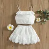 衣類セット1-6歳の子供の女の子の夏の服セットしっかりと白い袖なしのレースフリルキャミソールハイウエストスカート