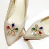 Fußkettchen abnehmbare blumförmige bunte Strass Metallschuhschnalle Hochzeitsschuhe Charme Modedekorationen Vintage Accessoires