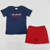 Ensembles de vêtements en gros enfants filles 4 juillet Flags Summer Sibling Shorts Boutique Baby Girl Clothes Boys Boys Tenues