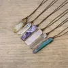 Colliers de pendentif guérison Crystal Natural Stone Slice Pendants Collier Reiki Chakra GMES Quartz Lapis Amethystes Amazonite Femmes Bijoux