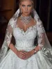 Romantic Deep V-neck Wedding Shiny Ball Bridal Gown Beading Floor-length Bride Dresses Vestidos De Novia