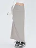 スカート長い女性セクシーなサイドスリットデザインヨーロッパスタイルハイウエストシンプルなフォールドカジュアルな甘い女性オールマッチトレンディサマー