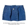 Röd tornado denim snickare kort retro arbetskläder stil herr målare jean shorts 240514