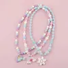 Beaded Necklaces Makersland Childrens Necklace Girl Snowflake Rainbow Pendant Beaded Necklace Cute Design Fashion Childrens Beads DIY Jewelry Gift d240514