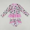 Clothing Sets S0262 Toddler Girls Clothes Cactus Flower Boots Pink Lace Jumpsuit Swmisuit Wholesale Summer Boutique For