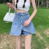 Skirts Summer Streetwear Denim Mini Women Solid Color Y2k Korean Fashion Jeans Female Casual Button Slim A-line