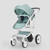 Carrinhos# Novo carrinho de bebê 2 em 1Green Carriage Baby Terras Altas Pram para Travel Pushchair Pink Car Lightweight H240514