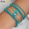 Tennis A new high-quality gold galvanized 3MM turquoise paved tennis chain necklace suitable for girls with fashionable jewelry necklaces d240514