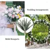 Fleurs décoratives 24pcs Décoration artificielle des tiges d'eucalyptus artificielles 15 "Top Faux Balk pour mariage Bouquet Party Decor