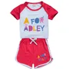 Kleidungsstücke Sets New Girl and Boy Summer Clothing Set Adley Childrens Sports T-Shirt+Hosen 2-teilige Babykleidung Komfortableer Set Pyjamas D240514