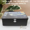 Gift Wrap Storage Tin Box With Lock Display Case Bin Jars Piggy Bank Tinplate Can Jewelry Organizer