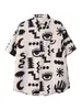 Sycpman Retro Hiphop Print Short Sleeve Shirt Men Fashion Brand Personalized Loose Casual Coat for Summer 240513