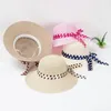 Wide Brim Hats 2024 Summer Femme's Prew Ribbon Bowknot Ladies Beach Caps Outdoor Sun Protection Panama