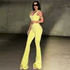 Kobiety Jumpsuits Rompers Cutenova Summer Solid Kolor Niepowtarzalny Squevele Deckline Seksowy sportowy kombinezon Backless Puste Kołnień Suit Street Suit WX