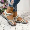 Sandaler Casual Side Hollow Belt Buckle Flat Bottom Roman Shoes Women's Summer Fashion