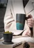 Fincan tabakları seramik büyük çay bardağı kahve el yapımı seramik kupa iş hediye seti filtre ofis ev süzgeç