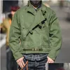 Vestes masculines maden armée verte rétro veste mal placée oblique boucle moto suédoise amekaji coton lavé l'eau surdimension