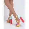 Pour chunky talon sandales élégantes plate-forme femmes mixtes couleurs fausses daim dames fête evevning big taille shoe 823 sa