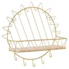 Hooks Gold Iron And Wooden Storage Basket With Hook Nordic Key Holder Wall Hanging Hanger Home Decoration Accessories For Living Room