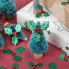 Bouteilles de rangement 200 pcs feuilles accessoires faux ornements d'arbre de Noël manuels décorations tissu artificiel