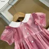 Top Baby Jirt White Doll Collar Princess Robe Taille 80-120 cm Kids Designer Vêtements Gradient à carreaux Filles Girls Partydress 24aPril