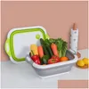 Badrumsänkor Portable Foldbar Tvättbassäng Plastisk diskbänk Hink WASHBASIN Cutting Board Kök förvaring för leveranser Drop Deliver Dhaib