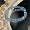 Bracelets de liaison 7 mm Natural Blue Topaz Bracelet Fashion Crystal Quartz Bijoux de pierres précieuses Reiki Guérison Cadeau pour les femmes 1pcs