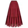 Jupes 2024 Femmes Vintage Renaissance dentelle gothique ourlet jupe à la taille élastique A-Line Maxi-Skirt Fashion Large Swing