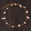 Rostfritt stål Hot Selling Colored Gravel Gold Link Chain Armband Fashion Natural Stone Crystal Beads Armband för kvinnor