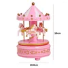 Figurines décoratives Ornement de maison pour enfants Toy Carrousel Music Music Box Cake Decoration Merge-Go-Round Rotate Horse