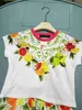 Marque Baby Tracksuits Summer Girls Dress Kids Designer Clothes Taille 100-160 cm Orange Flower Print T-shirt et jupe courte 24mai
