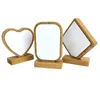 Bamboe liefde blanco foto ee magnetism base foto dubbelzijdig houten decoratie hart fy4991 frames met doe -het -zelf schilderen sublimatie rond jpwe