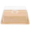 Dinnerware Sets Bamboo Butter Dish Tray With Lid Server Storage Container