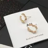 Pearl Stud Real Gold Plated 925 Silver Luxury Brand Designers Letters Stud Brass Copper Geometric Famous Women's Crystal Rhinestone Earring Wedding Party Jewerlry