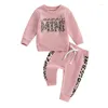 Kleidung Sets Kleinkind Baby Jungen Mädchen Outfits Mamas Mini Lustige Buchstaben Sweatshirt Pullover Langarm Tops Jogger Hosen zweiteilige