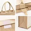 Lager USA Jute Tote sublimering Lokala väskor med handtag återanvändbart linne livsmedelsbutik shopping tom säckväv lagringsväska för kvinna diy dekoration 43*35 cm