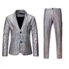 Fashionabla Mens Sequin Stamping Suit Disco Cosplay Party Stage Nightclub Shiny and Cool Performance Suit Set Size-3XL 240513