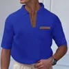 Heren zomer nieuwe heren casual t-shirt zak korte mouwen wafel revers v-hals polo shirt m514 29